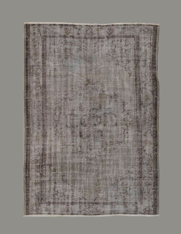 Distressed gray bordered rug, 1930s